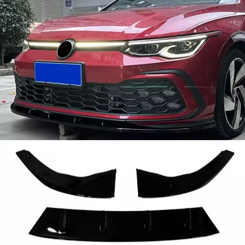 Front Lip Golf 8/GTI 3 Parts Style Glossy Black ABS Plastic AutoVision