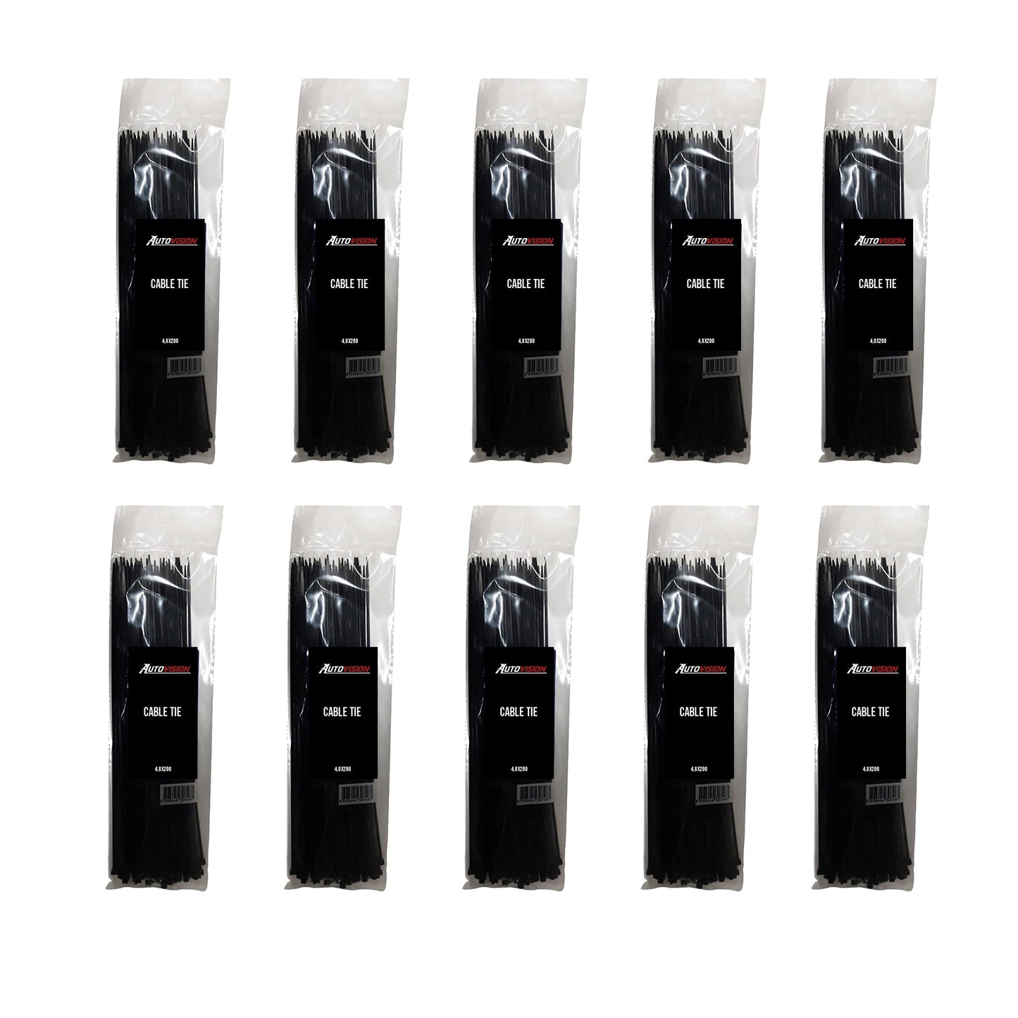 Cable Tie Plastic Velcro Clamp Black 4,8 x 250 100 Pcs x10 Unit Plastic Clamp