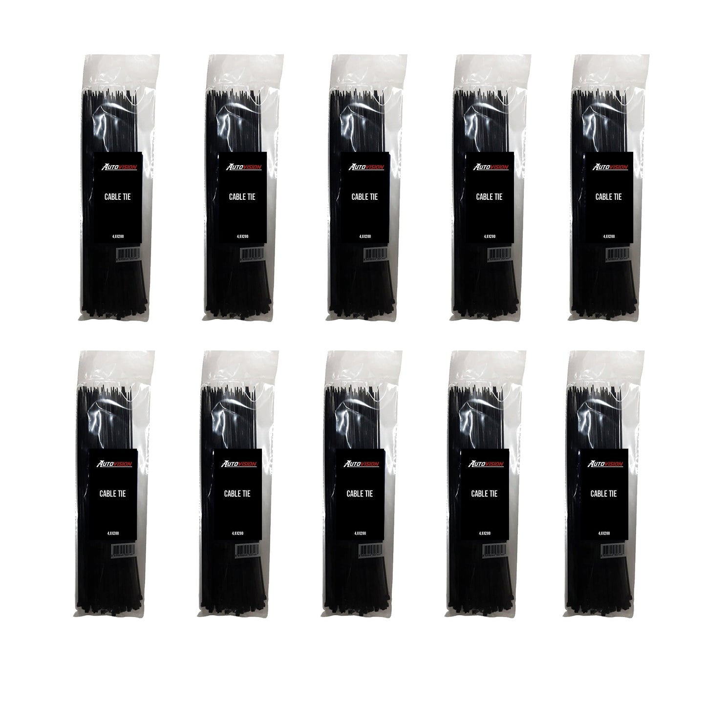 Cable Tie Plastic Velcro Clamp Black 4,8 x 300 100 Pcs x10 Unit Plastic Clamp