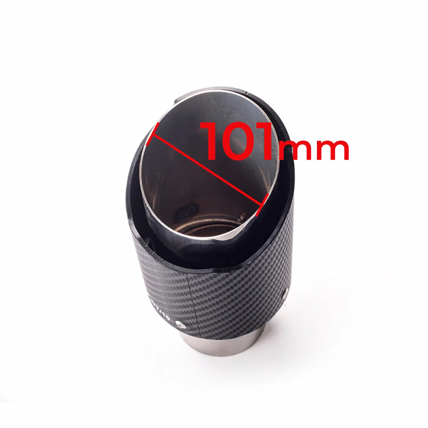 Single Out 90mm 101mm Car Exhaust Universal Auto Muffler Stainless Steel Curved Carbon Coating