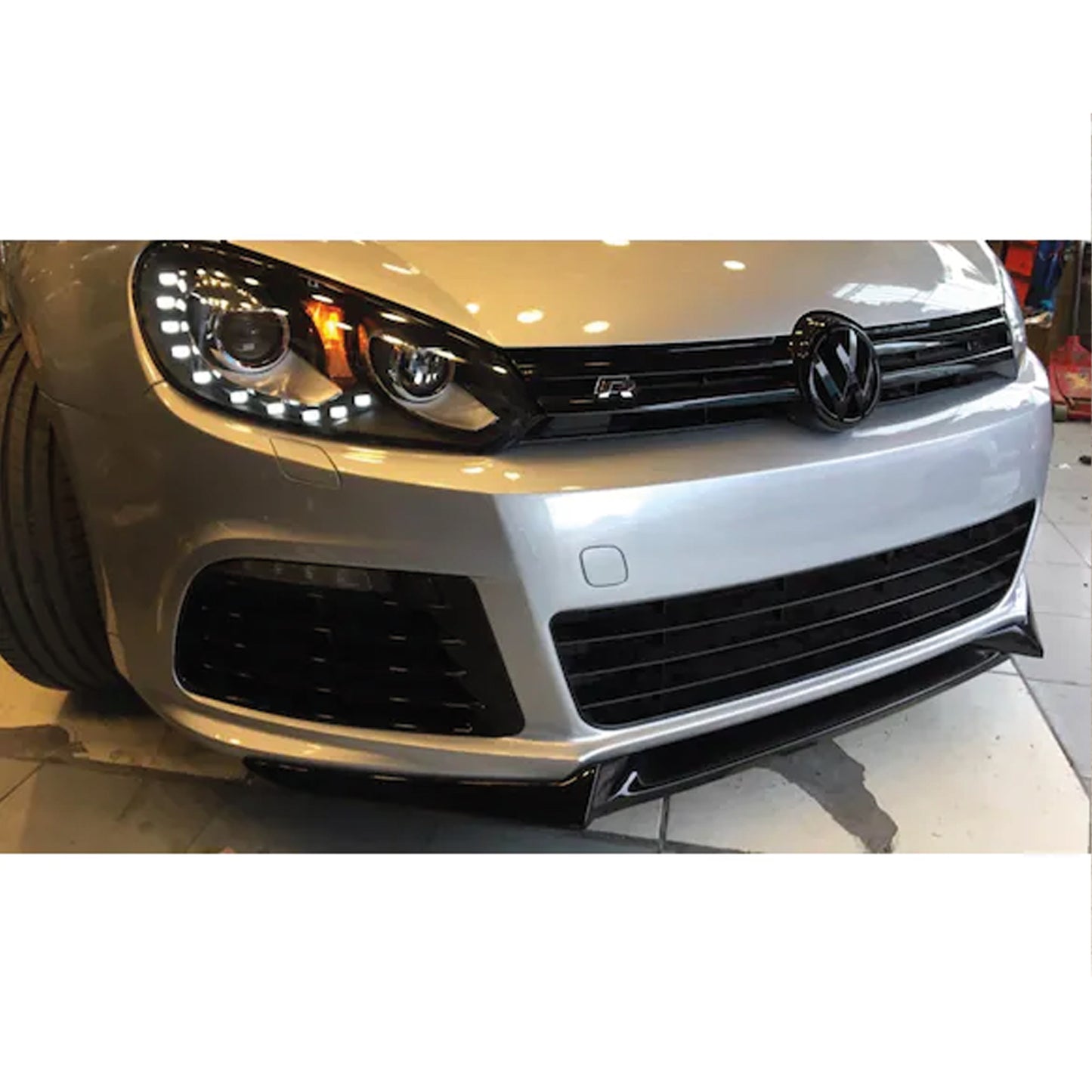 Autovision for VW Golf MK6 R 2008 2012 Front Bumper Lip Piano Black Vacuum
