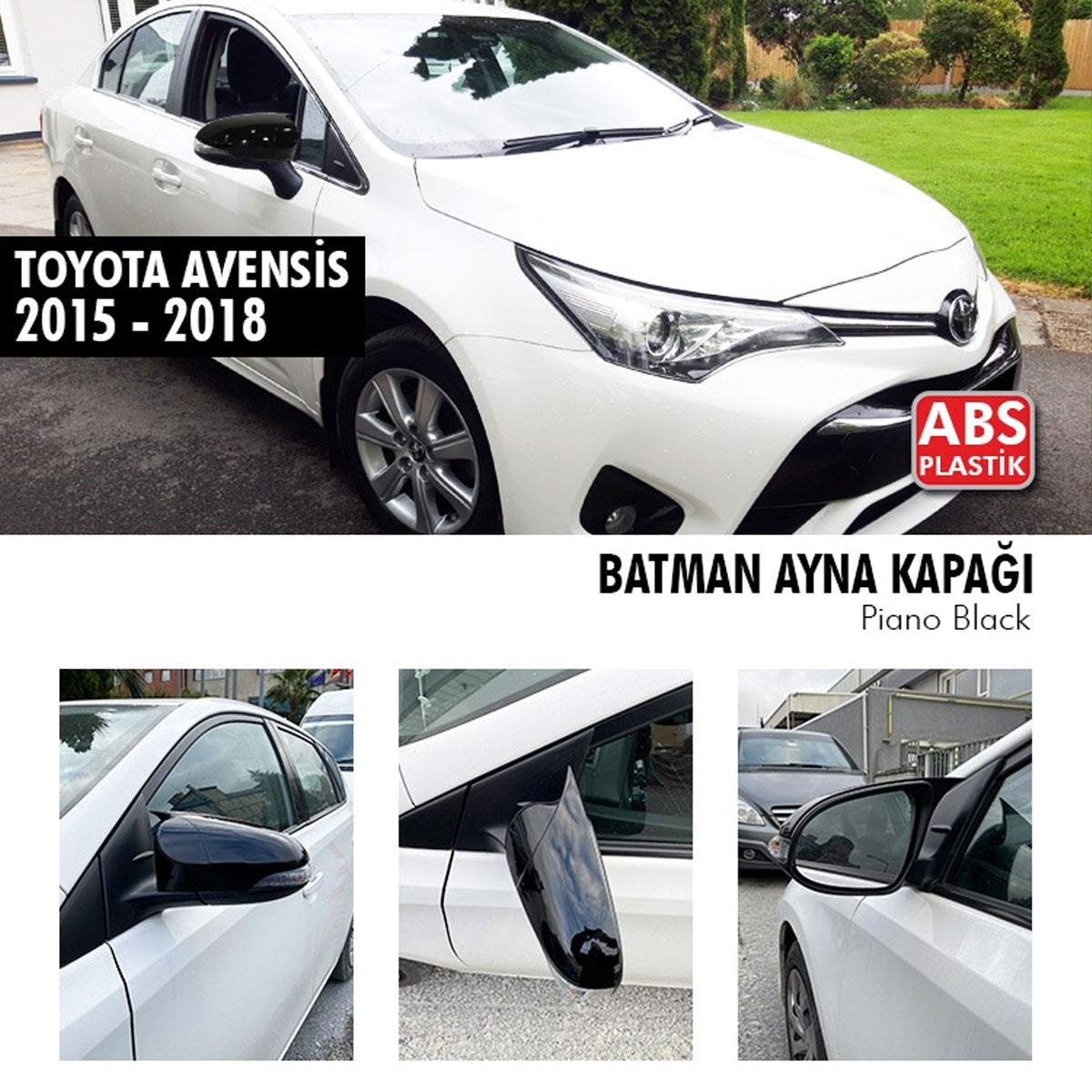 Couvercle de rétroviseur pour Toyota Avensis 2015-2018 Accessoire Noir brillant MODÈLE BAT 