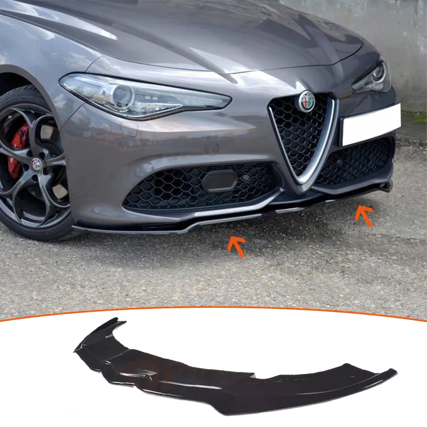 Autovision for Alfa Romeo Giulia Veloce 2015 2019 Front Bumper Lip Piano Black Vacuum
