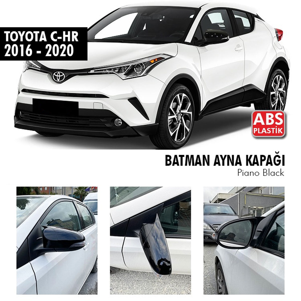 Mirror Cover For Toyota C-HR 2016-2020 Accessory Bright Black BAT MODEL