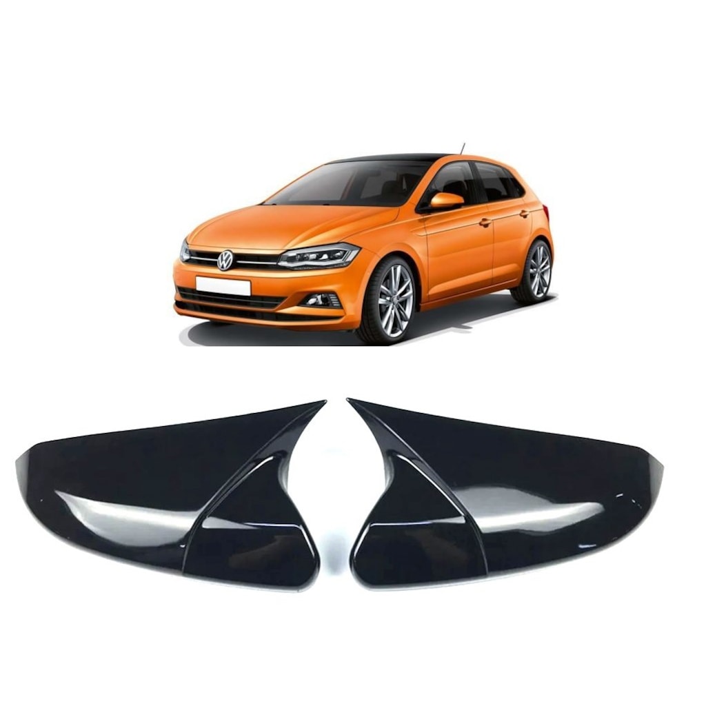 Mirror Cover For VW Polo MK6 2018-2020 Accessory Bright Black BAT MODEL