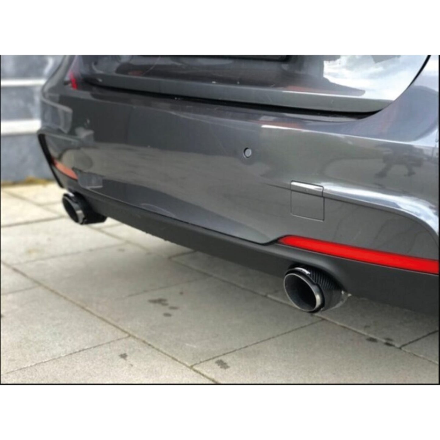 Single Out 90mm 101mm Car Exhaust Universal Auto Muffler Stainless Steel Curved Carbon Coating