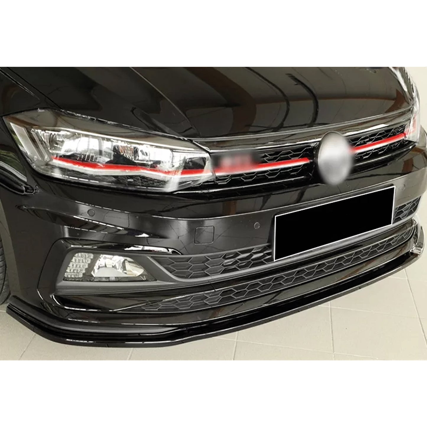 Autovision for Volkswagen Polo MK6 2017 2020 Front Bumper Lip Piano Black Vacuum