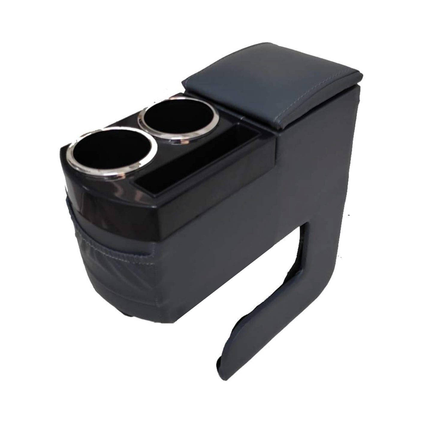 Double Cup Holder Armrest Model Gray Unassembled Without Screws Without Drilling Armrest Color Leather With Storage Reservoir