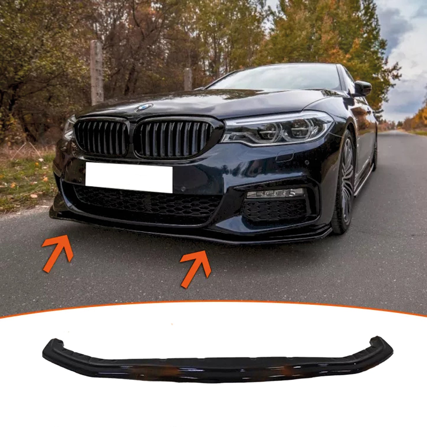 Autovision for BMW 5 Series G30 / G31 M SPORT 2017 Front Bumper Lip Piano Black Vacuum