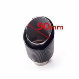 Single Out 90mm 101mm Car Exhaust Universal Auto Muffler Stainless Steel Curved Carbon Coating