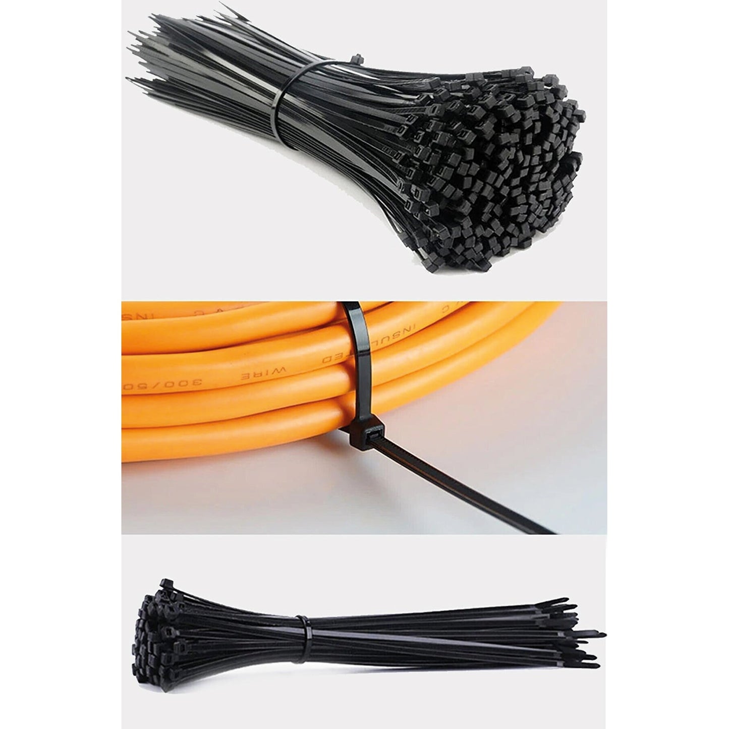 Cable Tie Plastic Velcro Clamp Black 4,8 x 300 100 Pcs x10 Unit Plastic Clamp