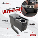 Double Cup Holder Armrest Model Black Unassembled Without Screws Without Drilling Armrest Color Leather With Storage Reservoir