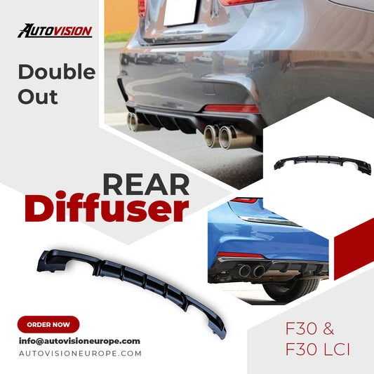 Rear Diffuser for F30 M Performance Double Output L/R Custom Style Car Styling Diffüser Rear Body Kit Spoiler Bumper Lip Splitter
