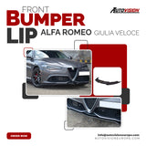 Autovision for Alfa Romeo Giulia Veloce 2015 2019 Front Bumper Lip Piano Black Vacuum