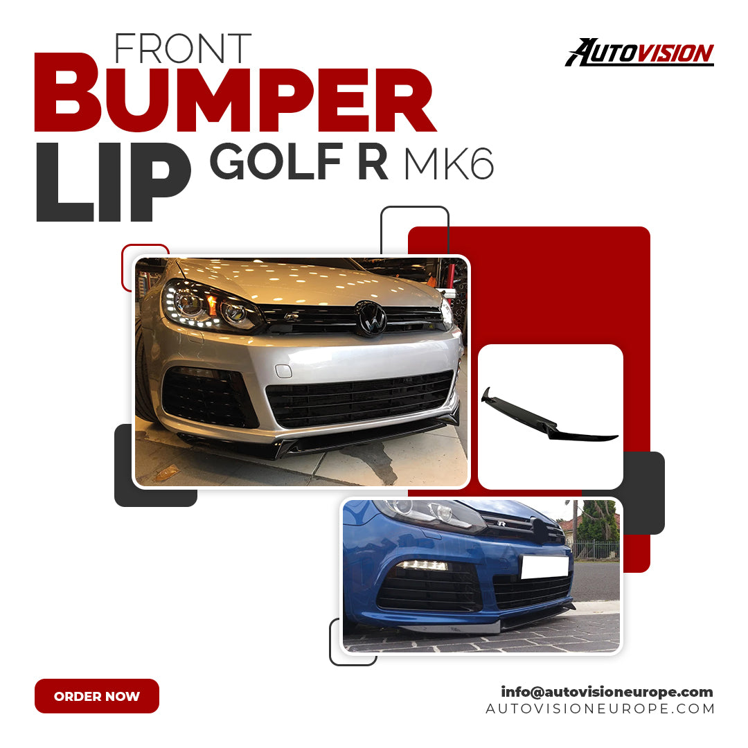 Autovision for VW Golf MK6 R 2008 2012 Front Bumper Lip Piano Black Vacuum