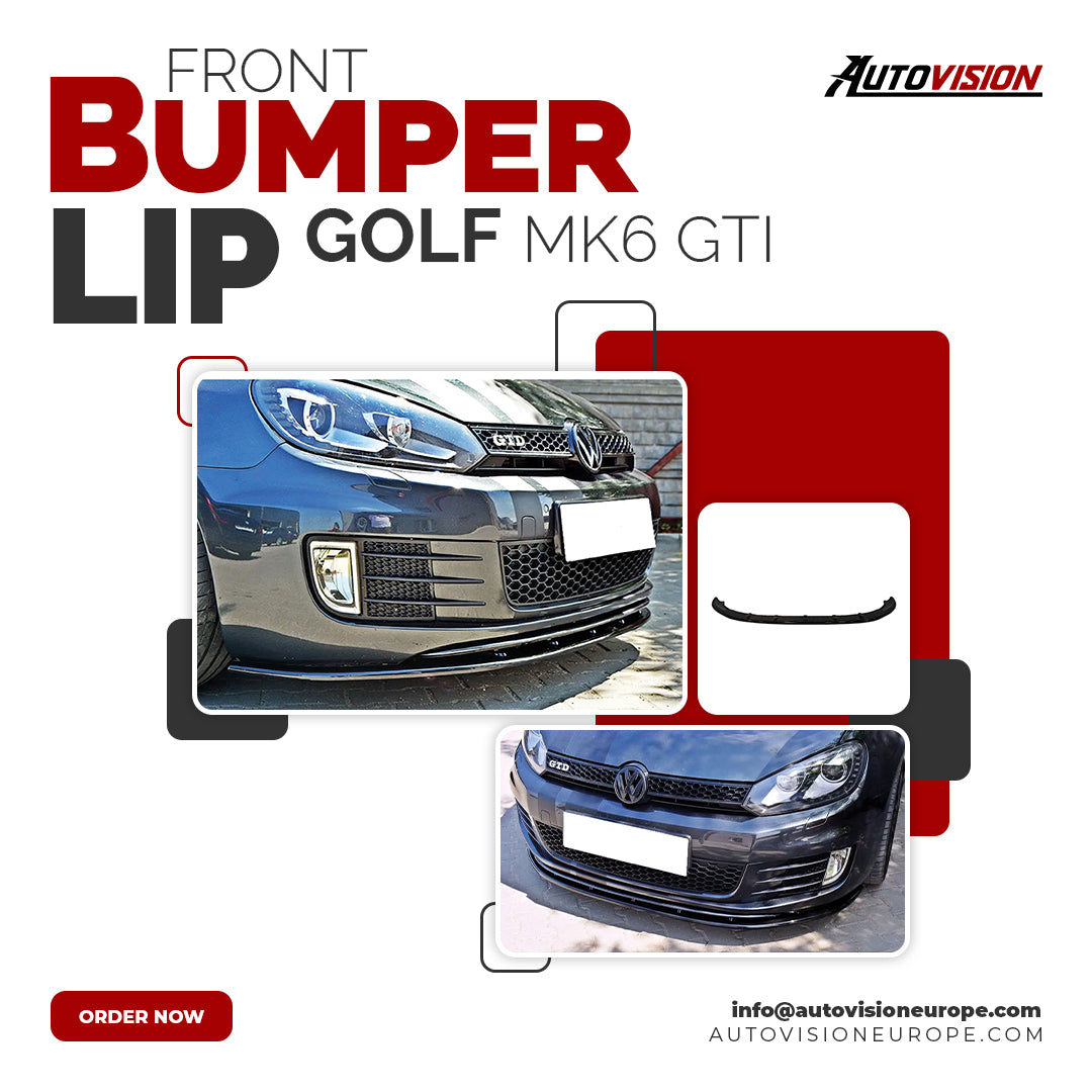 Autovision pour VW Golf MK6 GTI 2008 2012 Lèvre de pare-chocs avant Piano Black Vacuum