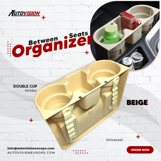 Between the Seats Back of the Seats Cup Holder Organizer Beige