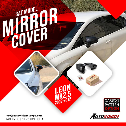 Mirror Cover For Seat Leon MK 2.5 2009 - 2012 Accessory Bright Black BAT MODEL