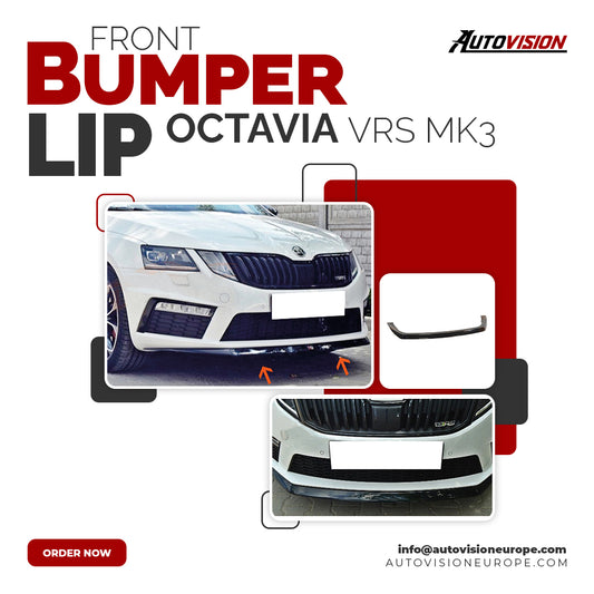 Autovision for Octavia vRS MK3 2013 2016 Front Bumper Lip Piano Black Vacuum