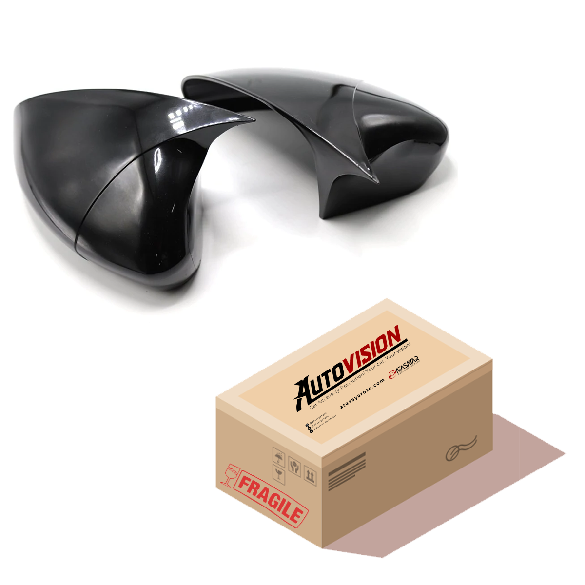 Mirror Cover For Fiat Linea 2007 - 2015 Accessory Bright Black BAT MODEL