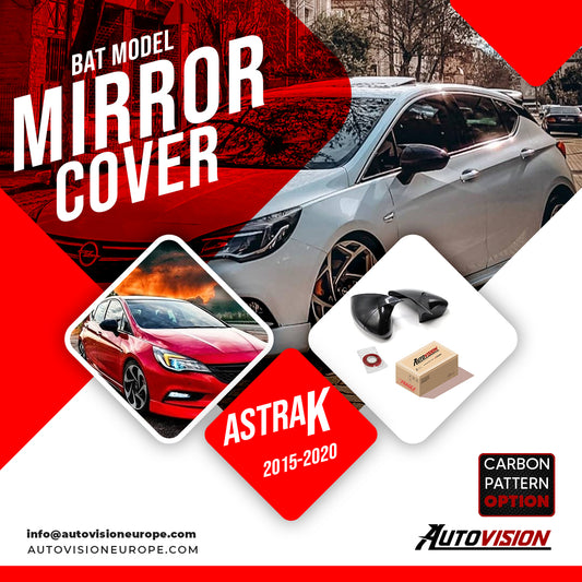 Mirror Cover For Opel Vauxhall Astra K 2015-2020 Accessory Bright Black BAT MODEL
