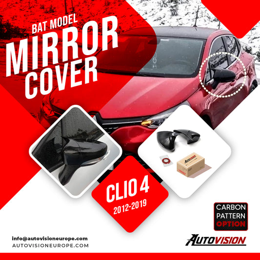Mirror Cover For Renault Clio 4 2012-2019 Accessory Bright Black BAT MODEL