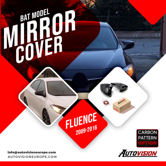 Mirror Cover For Renault Fluence 2009 - 2016 Accessory Bright Black BAT MODEL