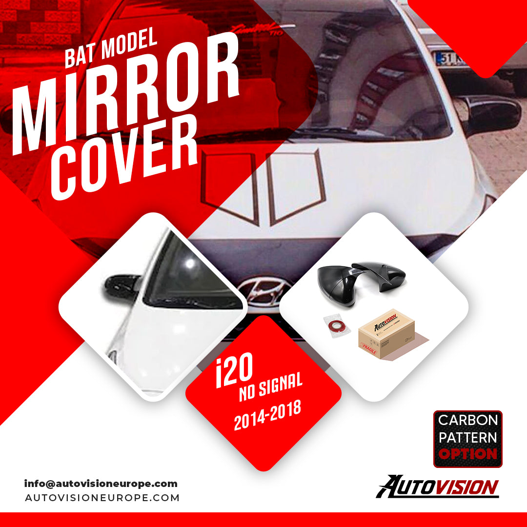 Couvercle de rétroviseur pour Hyundai i20 sans signal 2014-2019 accessoire noir brillant modèle BAT 