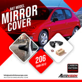 Mirror Cover For Peugeot 206 1998-2012 Accessory Bright Black BAT MODEL