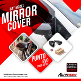 Mirror Cover For Fiat Punto Evo 2009 - 2018 Accessory Bright Black BAT MODEL