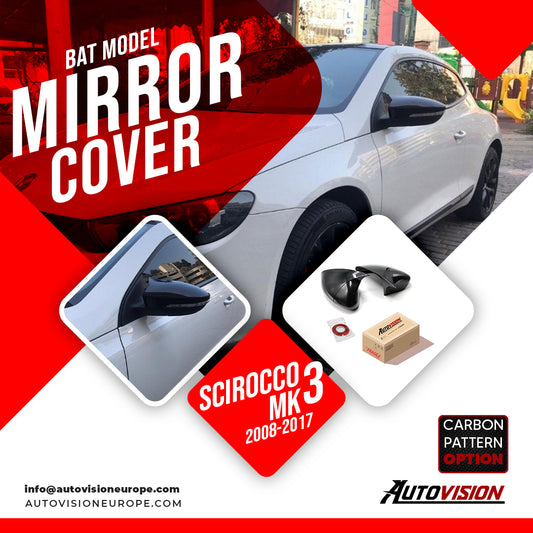 Mirror Cover For VW Scirocco MK3 2008-2017 Accessory Bright Black BAT MODEL